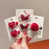 Estilo Coreano Novo Veludo Vinho Tinto Laço de Coração Presilha para Cabelo Faixa de Cabelo Infantil Par Simples de Acessórios de Cabelo com Elástico