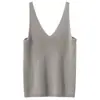 Nuevo Camisón de Cachemira Suave con Tirantes Finos Otoño/Invierno Top Interior Sexy Diseño Rayado Cuello en V Adelgazante Chaleco para Mujer