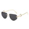 Nuevas Gafas de Sol sin Marco Transfronterizas Estilo Europeo y Americano Decoración Metálica Única de Guepardo Gafas de Sol de Corte Moderno para Hombres y Mujeres