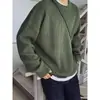 Suéter de punto a rayas y bloques de color con cuello redondo de moda para hombre, nuevo top de punto casual versátil para otoño e invierno 2023, moderno