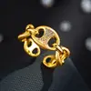 Cadena de Cerdo Dorada Cepillada de Lujo Ligero Anillo Abierto Aleación de Cobre Galvanizado en Oro Real Anillo Ajustable Microincrustado Anillo