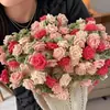 Manta Bouquet de Rosas com Canto Apontado, Kit de Material de Lã DIY Totalmente Feito à Mão, Manta Flor de Crochê Criativa Presente