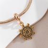 Pulseira Colar Pingente Timão de Navio Antigo Dourado Vintage Pingente Colar Joias Estilo Mediterrâneo Adorno de Cordão Acessórios Transfronteiriço