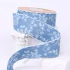 Banda de tela de mezclilla con estampado de hojas de ramo, cinta de correaje, lazo hecho a mano para DIY, accesorio para la cabeza, diadema, corbata de lazo, sombrero de paja, embalaje de flores
