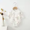 Ropa de bebé de algodón puro para primavera y otoño, mameluco triangular para bebé, mameluco de manga larga sin costuras, ropa interior