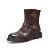 [Preço Promocional 240] Sapatos de Alta Qualidade, Fivela de Cinto de Couro Bovino de Primeira Camada Lavada à Água, Botas de Equitação, Botas de Motocicleta de Couro Genuíno