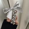 Lazo Dulce Estilo Chanel Perla Anillos para el Cabello Línea Telefónica Retorcedor de Cabello Cola de Caballo Cuerda para el Cabello Tendón de Goma