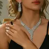 Novos Produtos Transfronteiriços, Conjuntos Exagerados de Colares e Brincos Europeus e Americanos, Acessórios para Vestido de Noiva, Colares de Clavícula Totalmente Cravejados, Acessórios para Festas