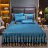 Faldón de cama acolchado grueso de estilo europeo de una pieza 1.8m cubrecama estilo princesa encaje sábana 1.5 m cama cubierta de cama antideslizante