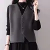 Chaleco de Punto con Cuello en V Estilo Nacional Nuevo Estilo Chino para Mujer, Suéter Nuevo sin Mangas de Principios de Primavera para Usar en Capas
