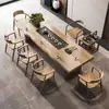 Conjunto de mesa de chá e cadeiras feito de madeira maciça, bandeja de chá moderna com estação de preparo de chá integrada, mesa de chá kung fu simples para a sala de estar, tudo em madeira maciça