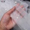 Véu de Noiva Youlapan V01 Branco com Camada Única de Pérolas, Pente e Bordado, Estilo Curto Simples, Acessório de Cabeça para Sessão de Fotos, Vestido de Noiva