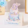 Tarjeta de Cumpleaños 3D Acuarela Transfronteriza Tarjeta de Cumpleaños Creativa Floristería Repostería Tarjeta Pequeña de Bendición de Cumpleaños