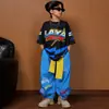Ropa de Calle de Baile Urbano de Moda para Niños, Estilo Motociclista, Atuendos de Presentación Geniales y Elegantes para Niños, Atuendos de Pasarela Modelo de Verano, Ropa de Práctica Hip-Hop