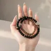 Pulsera de Cristal de Color Té Natural con Doble Bucle y Cuentas para Mujer, Pulsera de Cristal Blanco Original de Gama Alta de Nicho al por Mayor