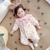 Ropa de bebé de primavera y otoño, estilo princesa, con costuras de cereza, estilo occidental, estilo ha-ha, vestido exterior.