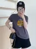 Venta Directa desde la Tienda de las Trece Líneas: Camiseta de Algodón con Estampado de Copos de Nieve, Manga Corta, Cuello Redondo, Adelgazante, Versátil, Bestseller de Verano en Tiendas Físicas
