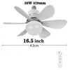 Ventilador Lámpara de Seis Hojas con Tapa Blanca Leche, Tapa de Rosca Nueva, Hoja Desmontable, Silencioso, para Sala de Estar, Comedor, Dormitorio