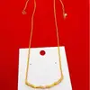 Tienda de Oro Mismo Estilo Collar de Nudo de Bambú Sonrisa Chapado en Oro con Diamantes, Cadena de Clavícula de Lujo Ligero de Alta Gama, Joyería de Cuello Elegante Color Dorado para Mujeres