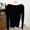 Blusa de Tricô com Ombro Reto e Manga Curta Estilo Coreano para Mulheres, Novo Verão 2026 Blusa Elegante Slim-Fit com Gola