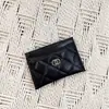 Nuevo Tarjetero Pequeño Fragancia Cf Billetera para Monedas de Mujer Cartera Corta Acolchada de Cuero Genuino Tarjetero de Piel de Vaca Caviar