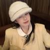 Sombrero de Equitación Versátil Estilo Diseñador para Mujer, Boina de Piel Sintética de Conejo, Sombrero de Celebridad de Internet y Socialité, Sombrero Octogonal Cálido de Invierno