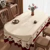 Mantel con caída estilo francés, lavable, impermeable, a prueba de aceite, mantel individual ovalado, cubierta a prueba de polvo para mesa de café, tela de cubierta romántica americana de lujo ligero