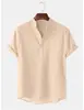 Ropa de Hombre de Comercio Exterior 2024 # Popular en Amazon Aliexpress Verano Hombres Algodón y Lino Transpirable Color Sólido Camisa Henley de Manga Corta
