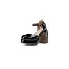 Zapatos de Salón de Tacón Ultra Alto de 11.5cm Estilo Nuevo Primavera y Otoño 2026 Punta Redonda Suela Gruesa Tacón Grueso Correa Única Zapatos de Mujer Elegantes Zapatos Pequeños de Cuero