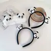 Linda diadema de panda tridimensional, banda para el pelo de cara de animal de dibujos animados, horquilla de broche de muñeca de felpa, tocado infantil, femenino