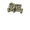 Enfeite de Bolo Plug-in Nuvens Preto Dourado Decoração de Bolo Feliz Aniversário Inserções para Bolo Decoração de Bolo Vento Frio
