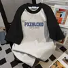 Camiseta de Manga Corta con Estampado de Letras de Marca de Moda y Diseño Color-Blocking 2026 Verano Nuevo Versátil Vintage