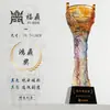 Trofeo de trípode de vidrio para eliminación de cera, empresa de rotulación para producción, reunión anual, premio de honor para personal destacado