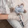 Primavera y Verano nuevo estilo ins de Corea del Sur lazo de orejas de madera calcetines de media pantorrilla para niña JK japonés calcetines de felpa de pantorrilla de color sólido