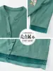 Camisa pequeña con botones chinos para mujer de mediana edad, estilo nacional, vestido de verano, estilo occidental, costuras, cuello redondo, manga corta, camiseta para madre.