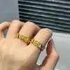 Anillo de Flor de Iris de Oro de 18 Quilates Au750 No Extraíble Vintage Hueco Cepillado Anillo de Oro de Trébol de Cuatro Hojas Fábrica Al Por Mayor