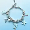 Pulsera de Pan Venta Caliente Transfronteriza Serie Oceánica Diamantes de Imitación Delfín Azul Estrella de Mar Caballito de Mar Tortuga Marina Corazón Joyería de Moda
