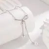Collar de Borla de Perlas con Intervalos de Lazo Cadena de Clavícula Versátil de Verano Lujo Ligero Joyería de Gama Alta