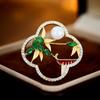 Broche Clássico Guofeng de Orquídea com Zircônia de Alta Qualidade para Mulheres Moda Luxo Leve Acessórios de Alfinete Elegante para Casaco Cheongsam