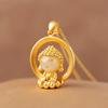 Pingente de Buda Sorridente de Jade Natural Hetian em Prata Esterlina S925 pingente de Buda pequeno para bebê colar antigo artesanato em ouro