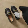 Zapatos de Mujer con Punta Cuadrada, Nuevo Estilo Primavera, Mocasines Slip-On de Suela Gruesa, Zapatos Negros de Cuero de Tacón Alto Estilo Francés para Commute