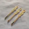Recogedor de Oídos de Metal Engrosado con Junta de Bambú, Cuchara para Oídos Engrosada, Recogedor de Oídos Espiral Dorado y Plateado Xinyu