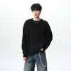 Suéter de Tricô Jacquard Xadrez Diamante Retrô High Street Outono Inverno Masculino Americano Cor Sólida Tamanho Grande Estilo Preguiçoso Pulôver Camada Base