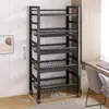 Prateleira de chão com cestos para vegetais, armazenamento móvel, micro-ondas, armazenamento de vegetais, prateleira doméstica multifuncional, estante de armazenamento