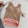 Chaleco cálido nuevo de otoño e invierno más top moldeador de cuerpo de encaje con hermosa espalda acolchada de terciopelo con base de almohadilla para el pecho ropa interior para mujer