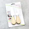 Cuchillo y tenedor para queso de acero inoxidable con mango de madera, juego de 4 piezas, mini cuchillo para mantequilla, cuchillo para pastel, cortador de mantequilla, juego de cuchillos para queso