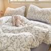 Juego de Cama de Algodón Arrugado Suave y Delicado para la Piel al por Mayor para Hogar y Dormitorio Sábanas y Fundas de Edredón Juego de Cama de Cuatro Piezas