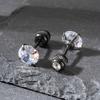 Clavo de Oreja de Acero Inoxidable de Varilla Fina Tornillo de Zirconia Tapón de Oreja Clavo de Oreja Libre para Dormir Pendientes de Moda de Nicho Unisex