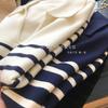 25 Nuevos Estilos de Otoño e Invierno ~ ¡Simples y a la Moda! Yodo Sol de Mar Jersey de Rayas Horizontales Solapa Francesa Manga Larga Camisa Top para Mujer