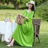 2026 Nueva Bata de Noche Estilo Chino para Mujer, Verano Algodón Seda Vintage Manga Media Vestido para Casa, Talla Grande Holgado Vestido para Mamá